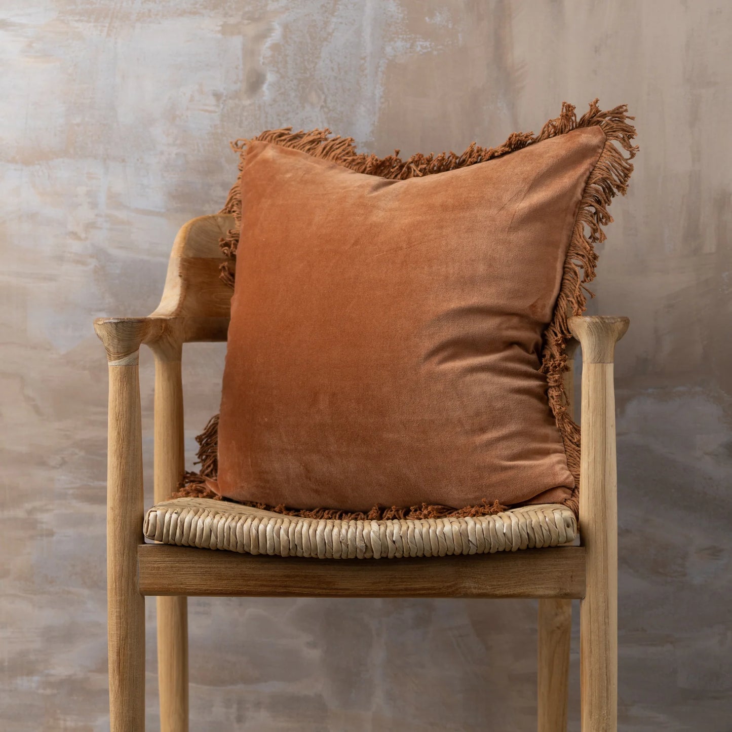 Saarde Velvet Lumbar Cushion - Terracotta