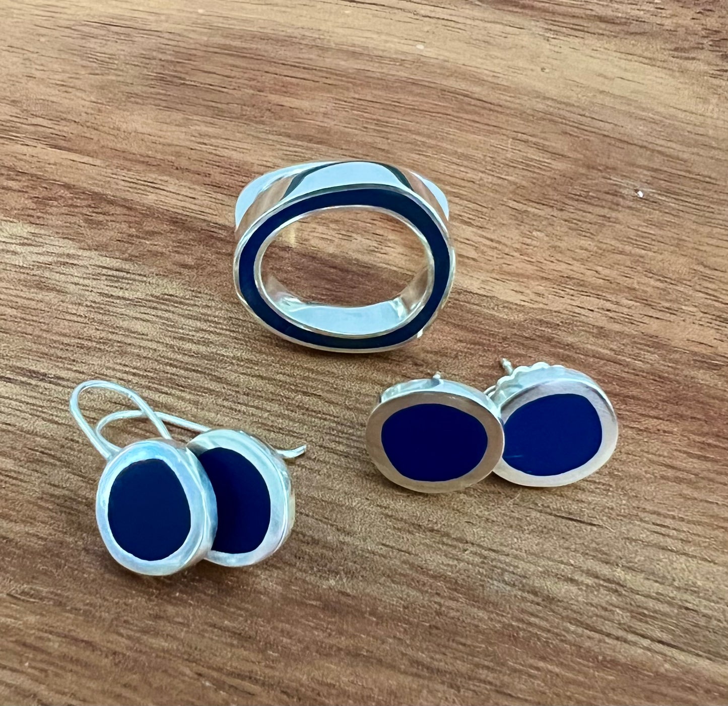 Christine Battocchio Silver and Resin Drop Earrings