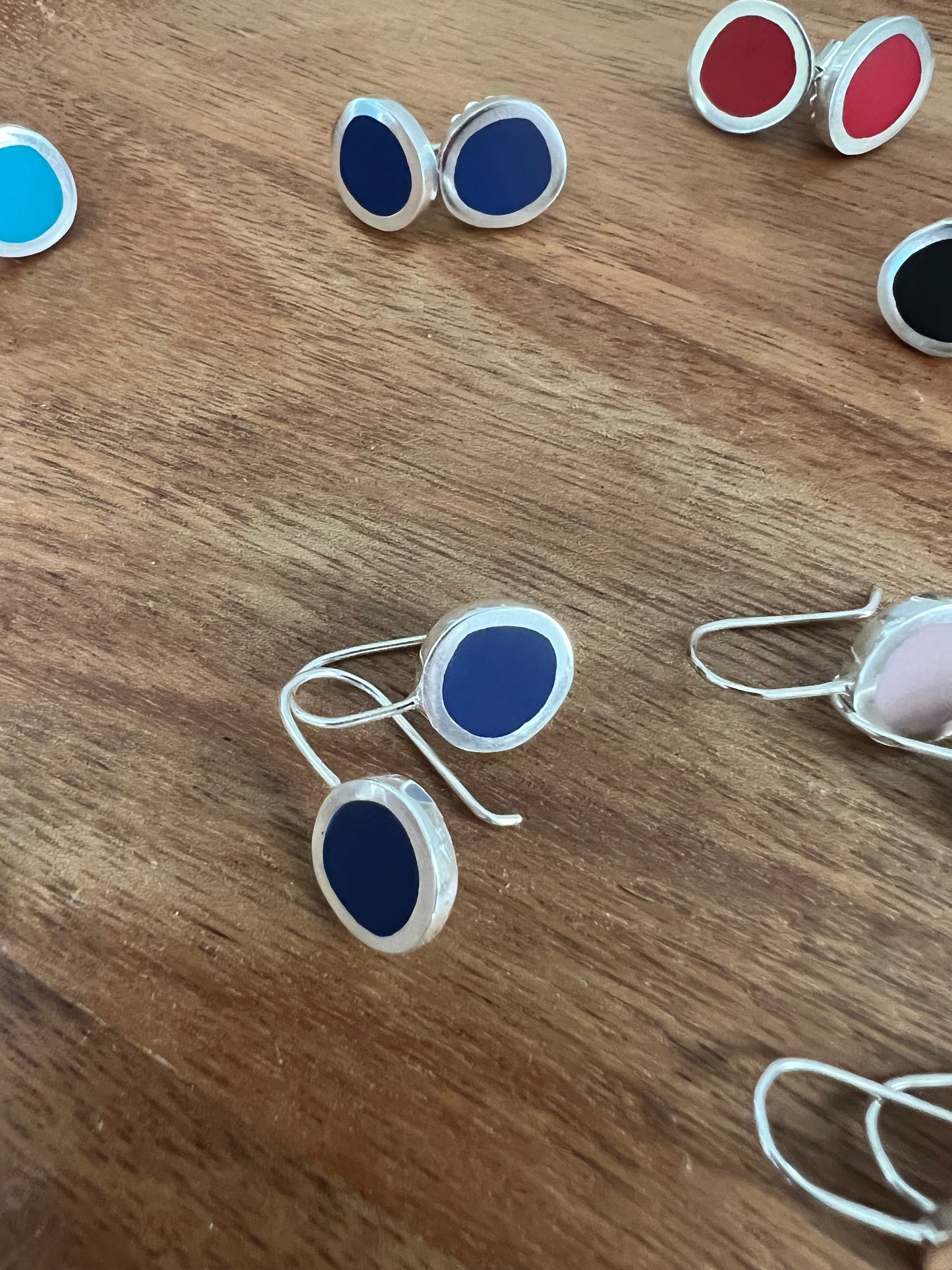 Christine Battocchio Silver and Resin Drop Earrings