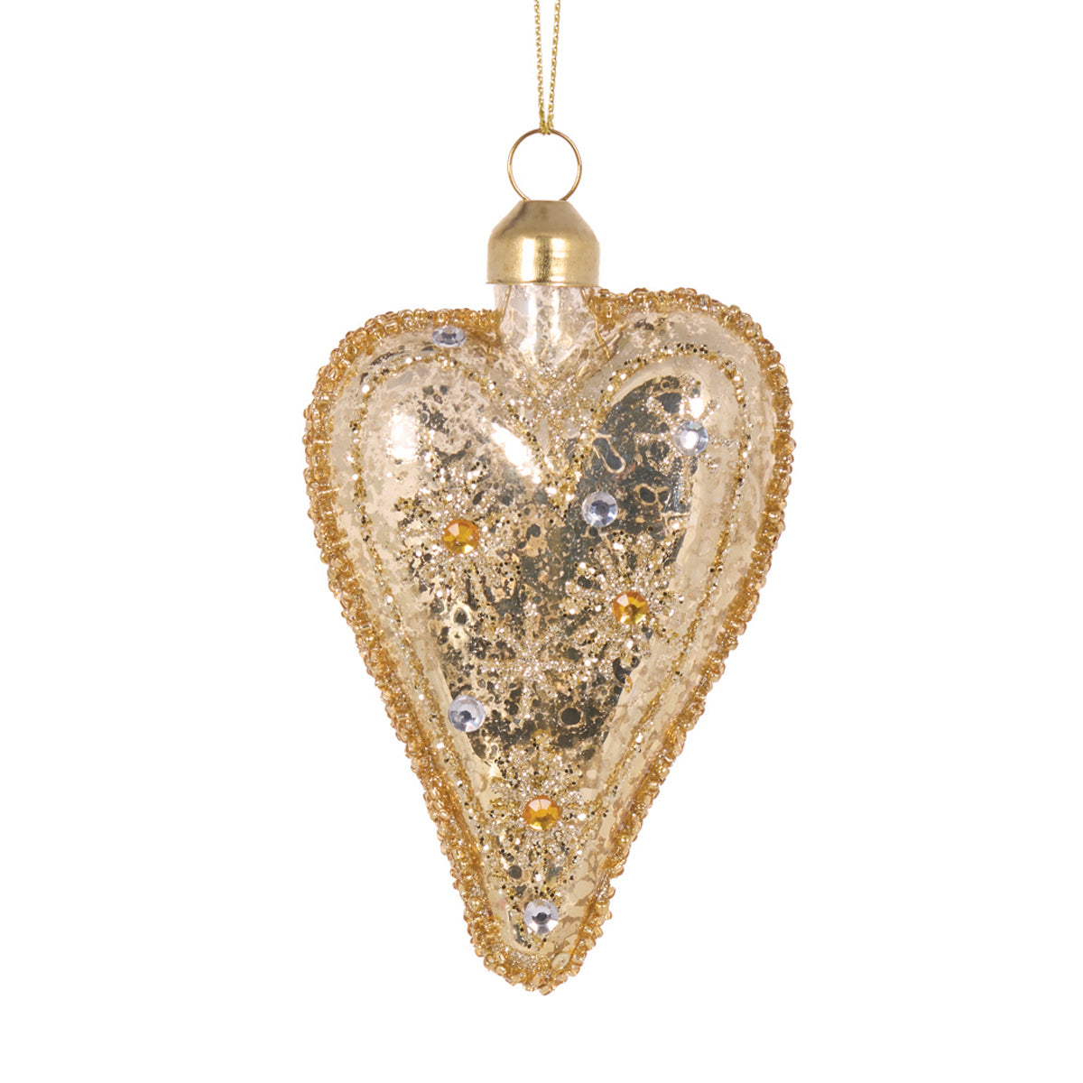 Gold Beaded Heart Ornament