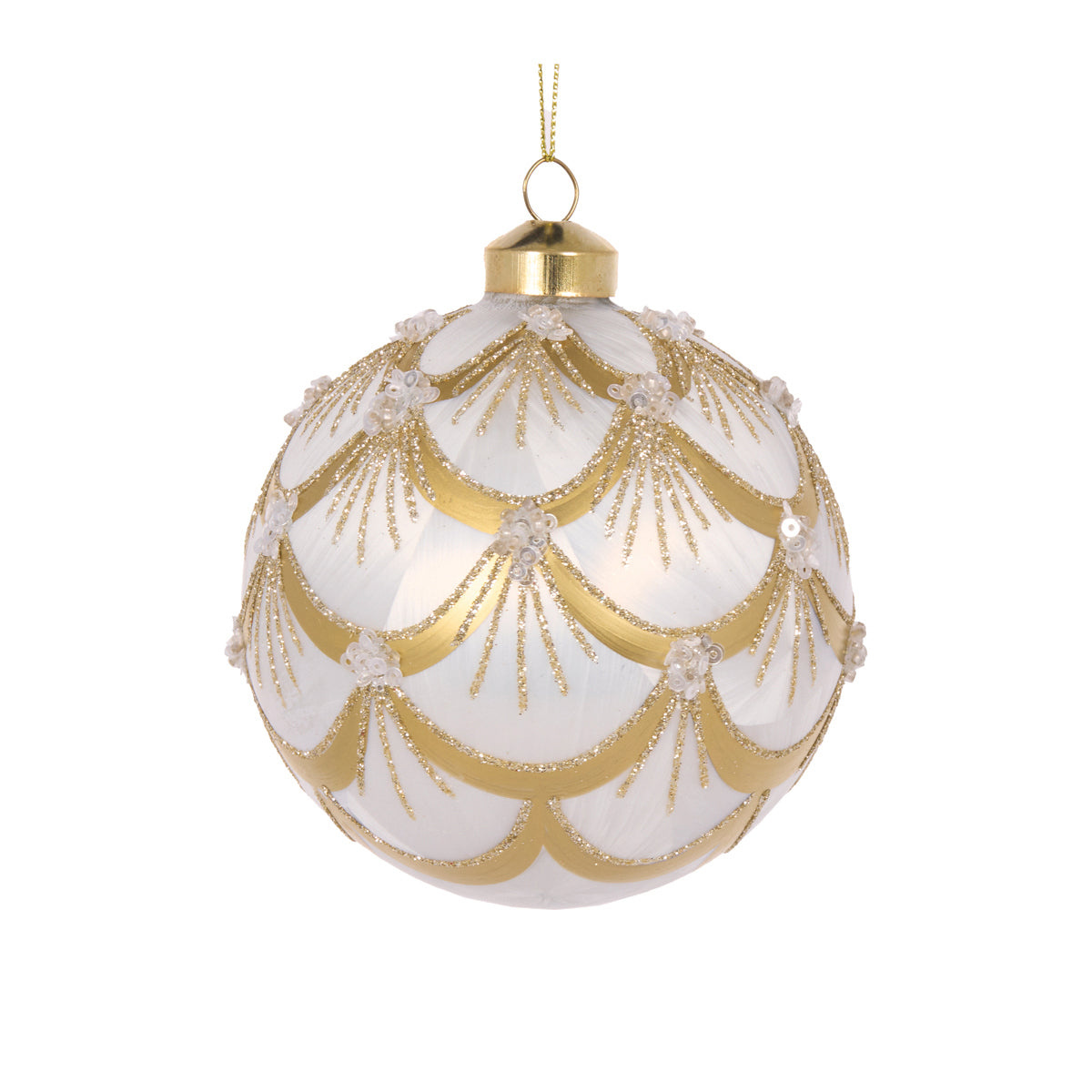 Scalloped Bauble - White & Gold
