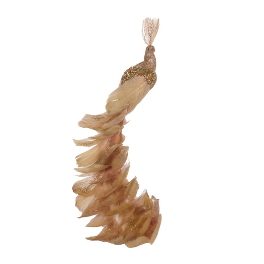 Gold Curved Tailed Peacock Ornament