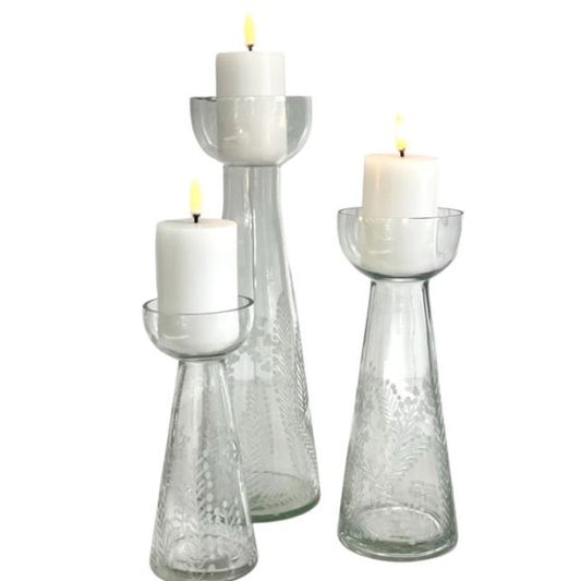 Etched Glass Candle holders - 3 sizes