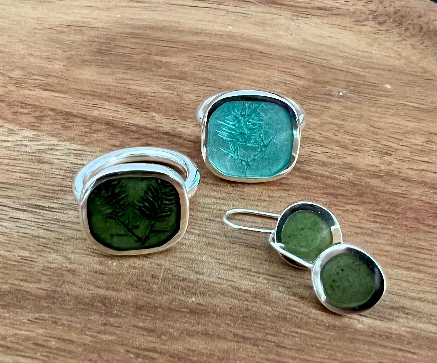 Christine Battocchio Silver and Resin Drop Earrings