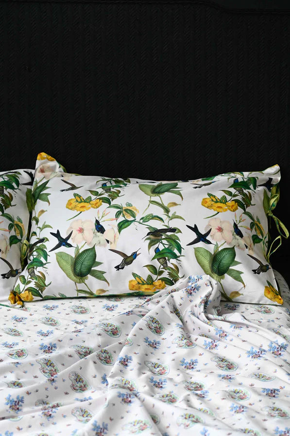 Lazybones Hummingbird pillowcase set  -  organic cotton