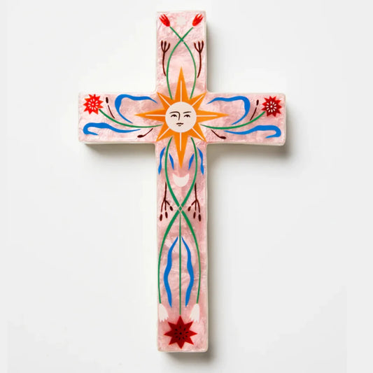 Jones & Co Fable Pink Sun Cross - Large