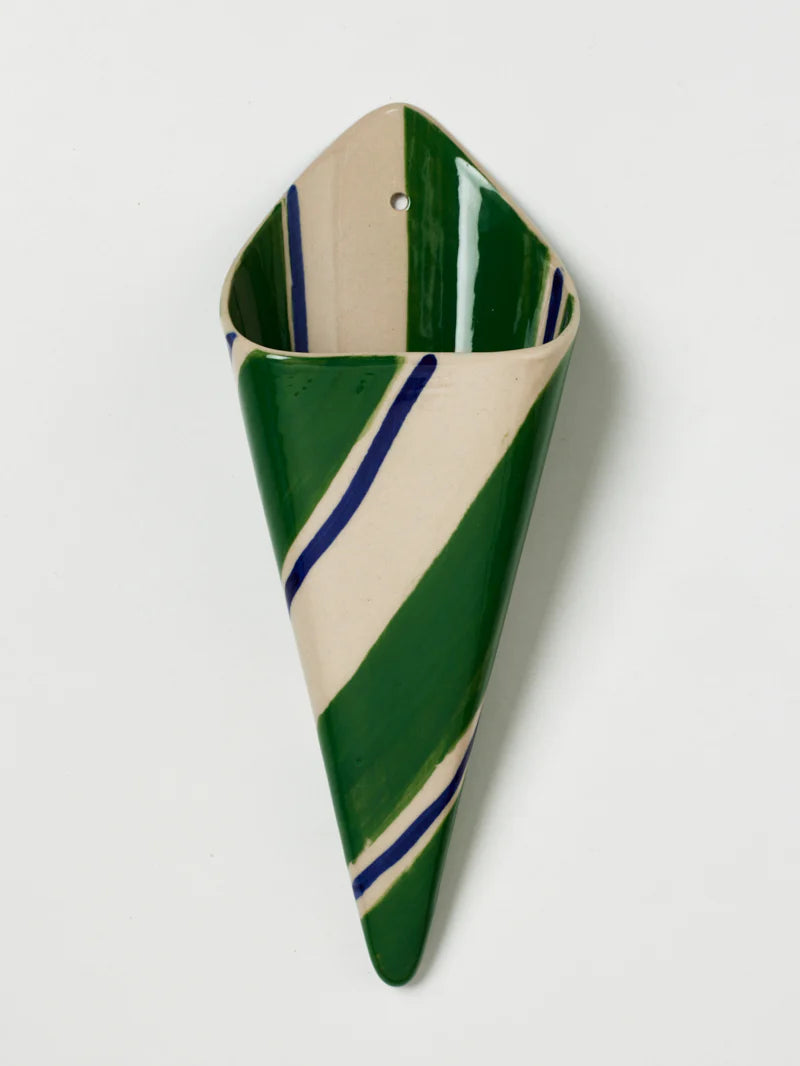 Jones & Co Folly Wall Vase - Green Stripe