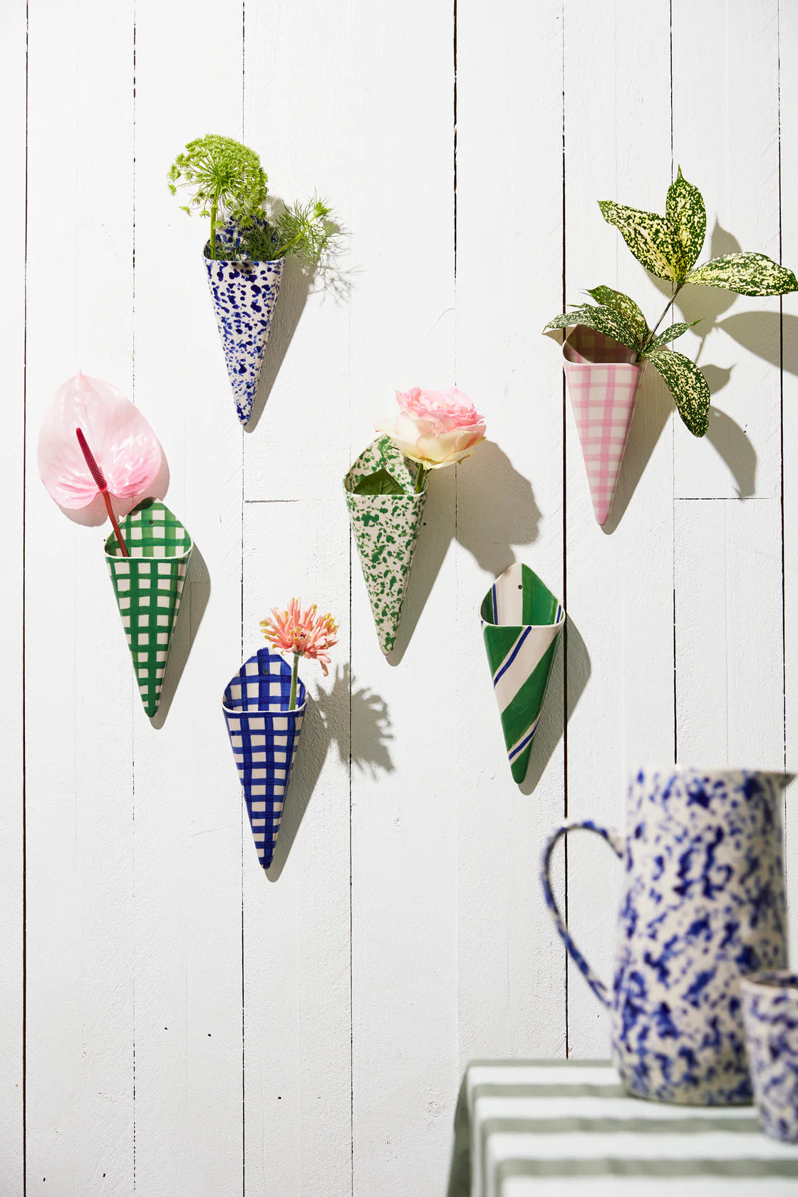 Jones & Co Folly Wall Vase - Green Stripe