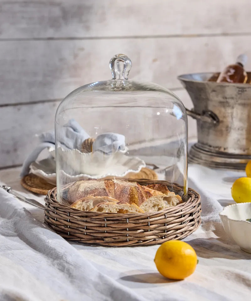 Riviera glass cloche with woven willow base - 2 sizes