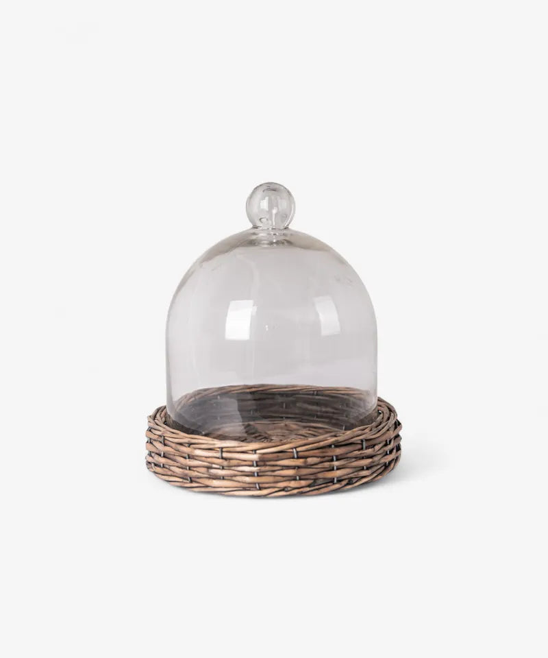 Riviera glass cloche with woven willow base - 2 sizes