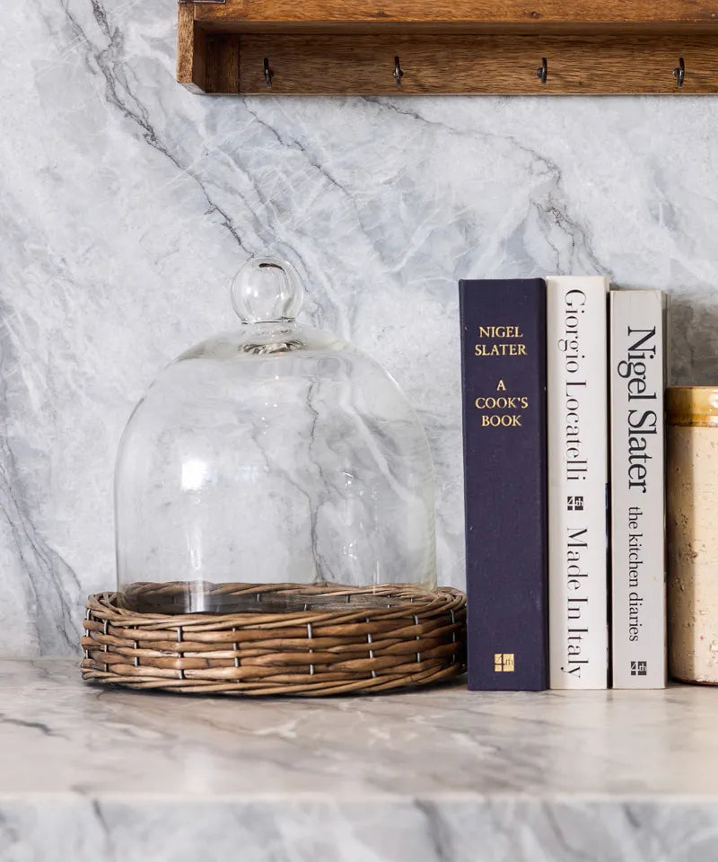 Riviera glass cloche with woven willow base - 2 sizes