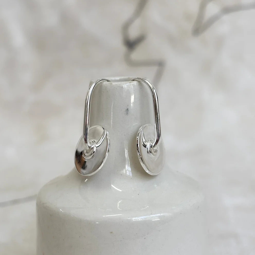 Verdant Heart Baie Earrings Silver Disc