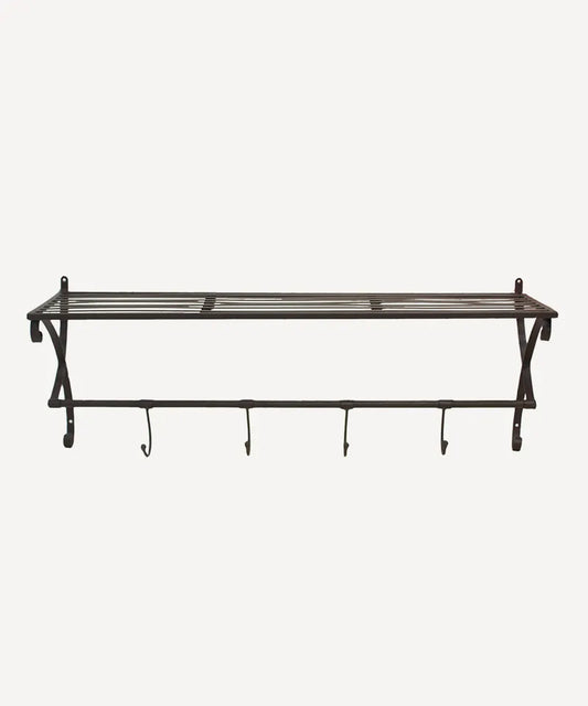 Metal wall shelf with 4 iron  hooks