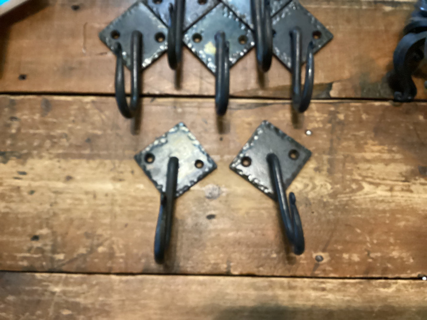 Hand forged iron wall hook with wall plate