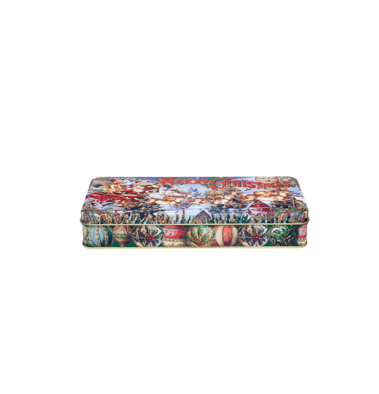 Vintage Christmas long shallow tin