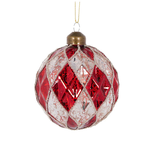 Red & White Diamond Bauble