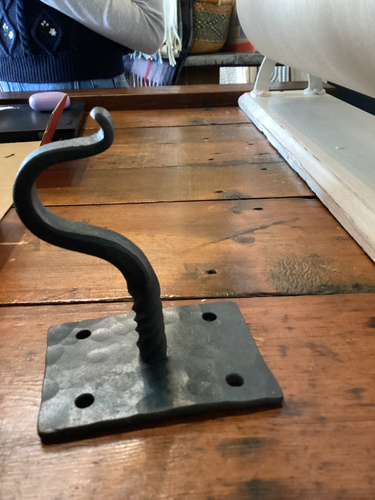 Hand forged iron wall hook with wall plate