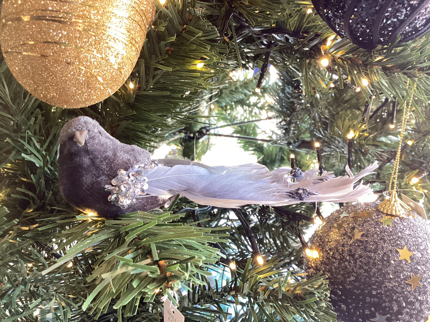 Snowy Blue Velvet clip  Bird Christmas Decoration