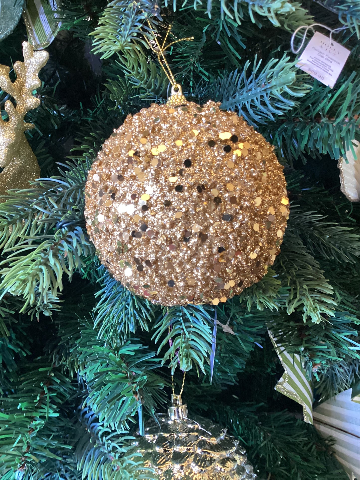Gold Sparkles Bauble Christmas Decoration