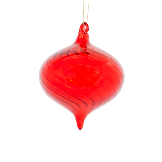 Transparent Red Swirl Onion Bauble Christmas Decoration