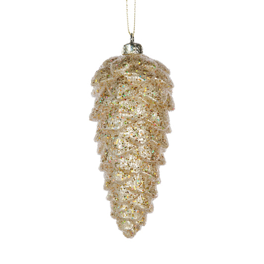 Metallic Gold Long Pinecone Bauble Christmas Decoration