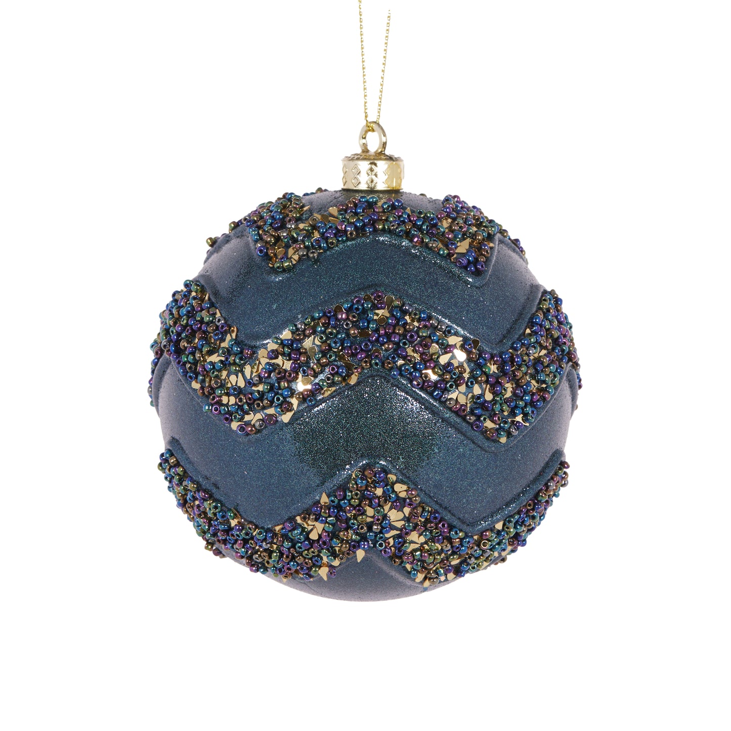 Midnight Blue Chevron Bauble Christmas Decoration