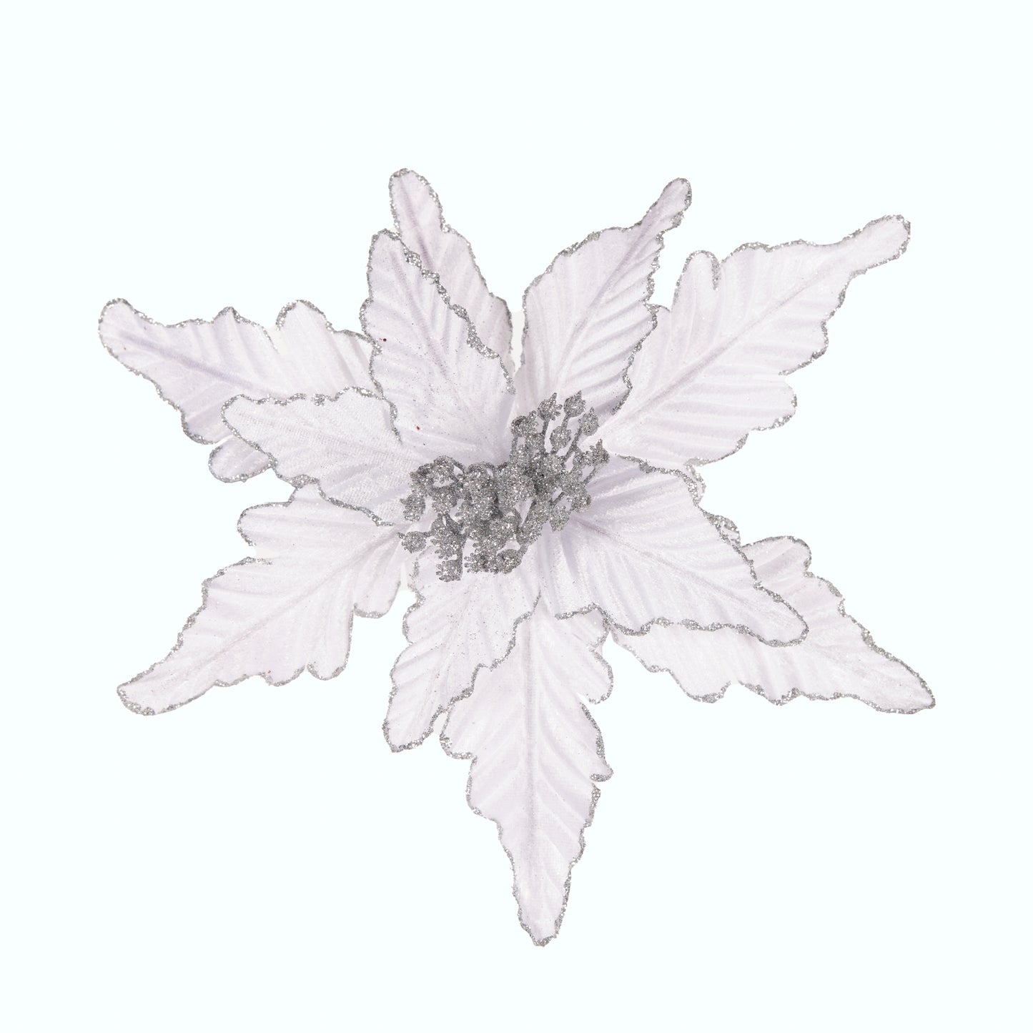 Luxe White Poinsettia flower clip Christmas Decoration