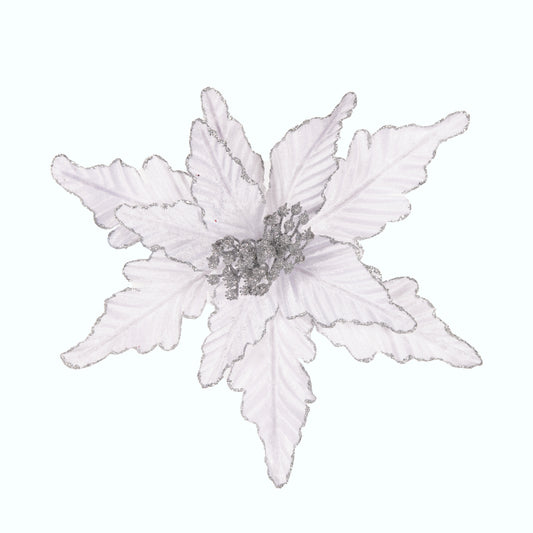 Luxe White Poinsettia flower clip