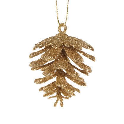 Glittered Gold Pinecones- 6pack  Hanging Christmas Decorations