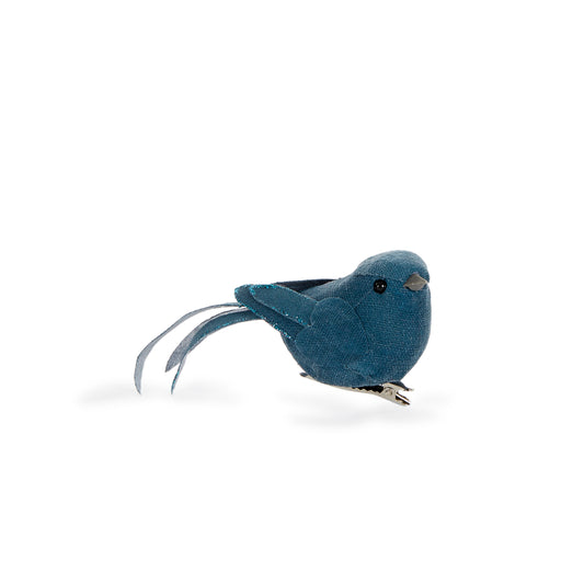 Navy Linen Bird Clip