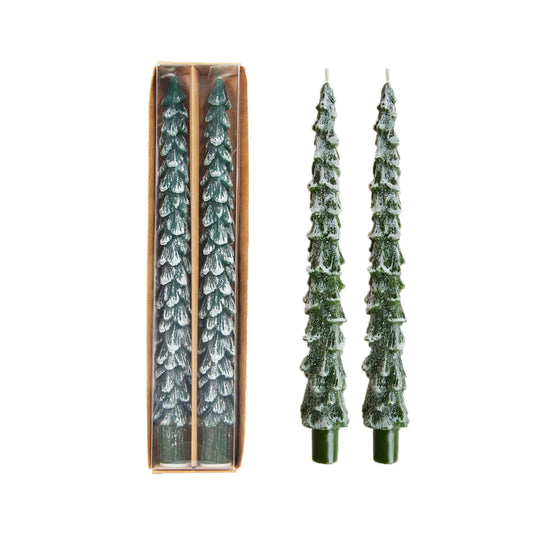 Pine Tree shaped Christmas Taper Dinner Candles