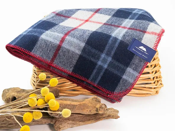 Recycled Wool Tartan Knee Blanket by Stone Hill View