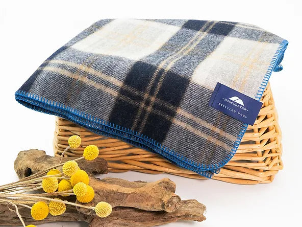 Recycled Wool Tartan Knee Blanket by Stone Hill View