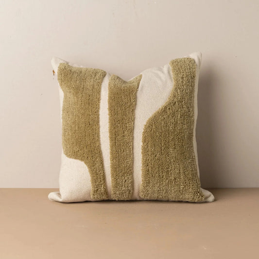 Saarde Abstract Square Cushion - Olive