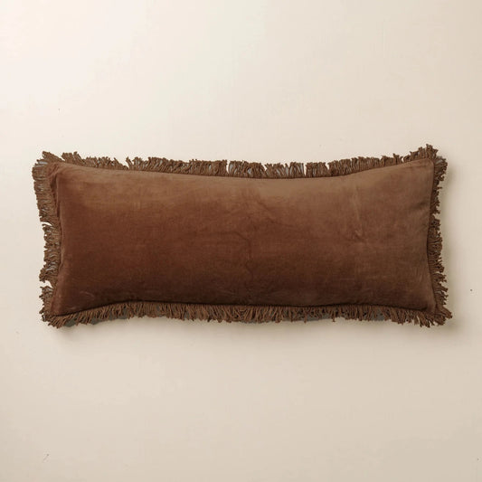 Saarde Velvet Bolster Cushion - Chocolate