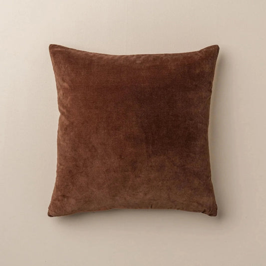 Saarde Linen and Velvet Square Cushion - Chocolate