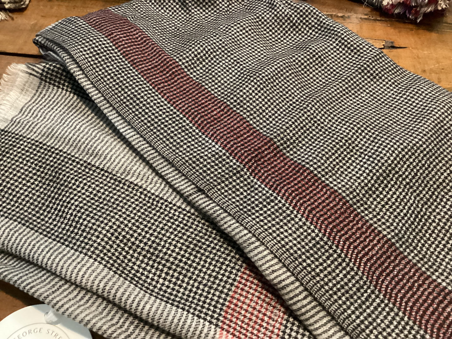 Scarf - Black & Red Fine Check