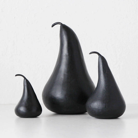 Pears - black marble with iron stem - 3 sizes