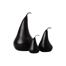 Pears - black marble with iron stem - 3 sizes