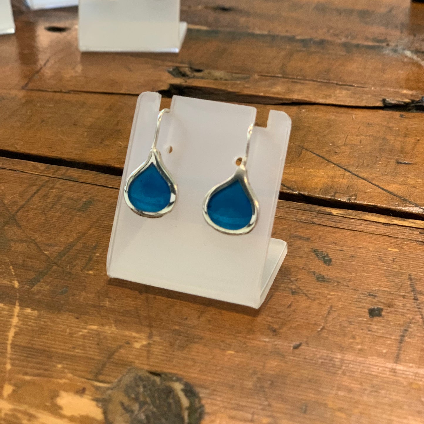 Christine Battocchio Resin and Silver Teardrop Drop Earrings