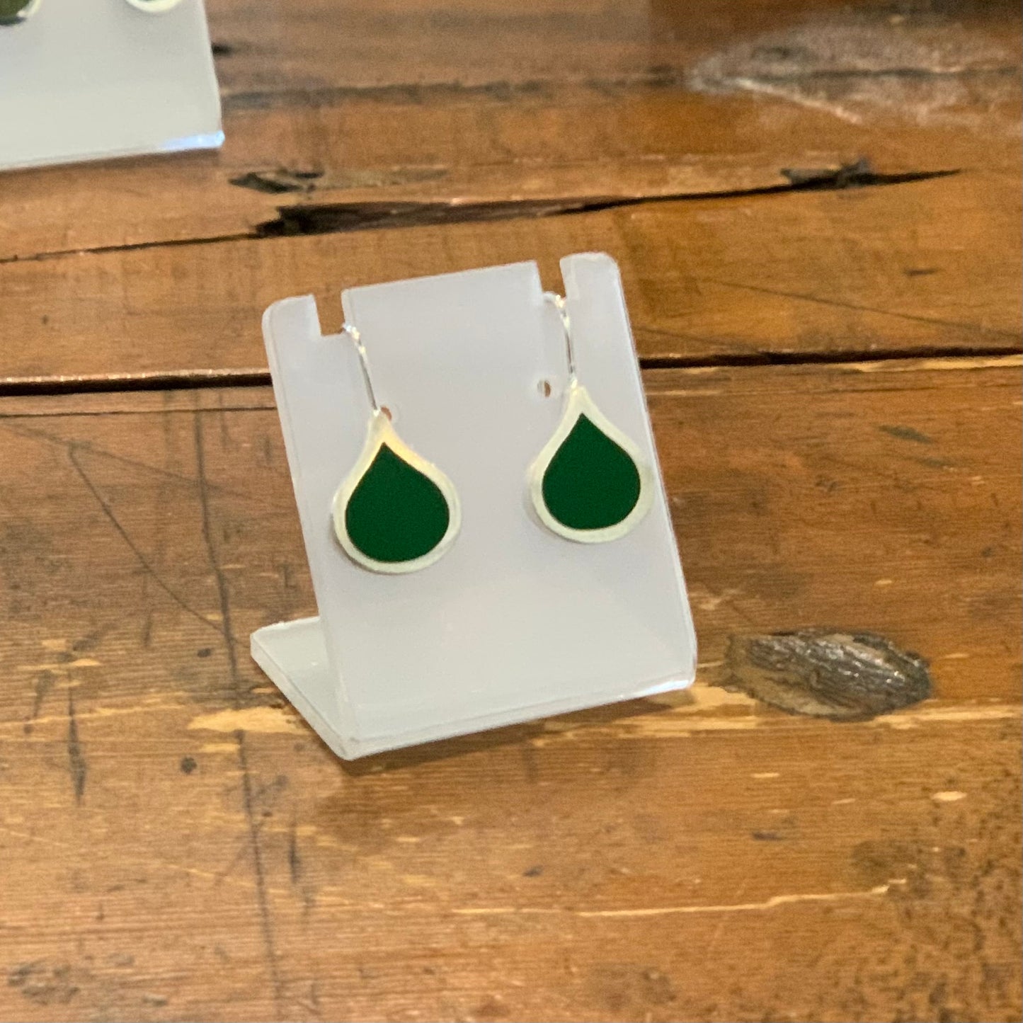 Christine Battocchio Resin and Silver Teardrop Drop Earrings