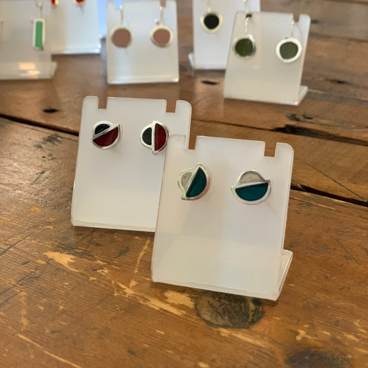 Christine Battocchio Silver and Resin Dual Colour Stud Earrings