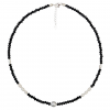 LOVEbomb hand strung necklace featuring faceted onyx beads and fresh water pearls