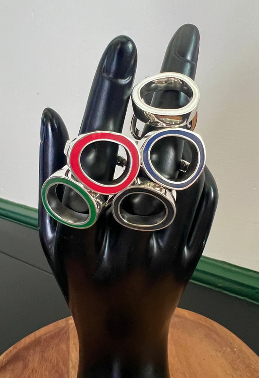 Christine Battocchio Silver and  Resin O design Ring