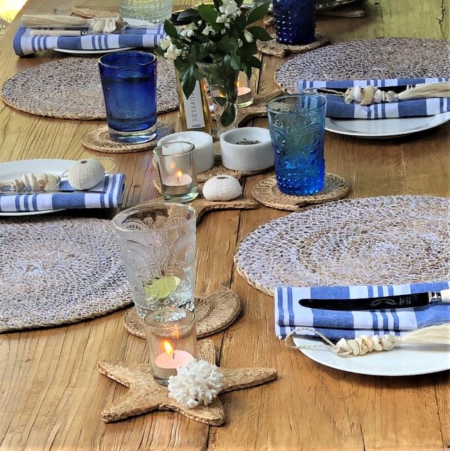 Seagrass Place Mats - with white stitching - Set of 4