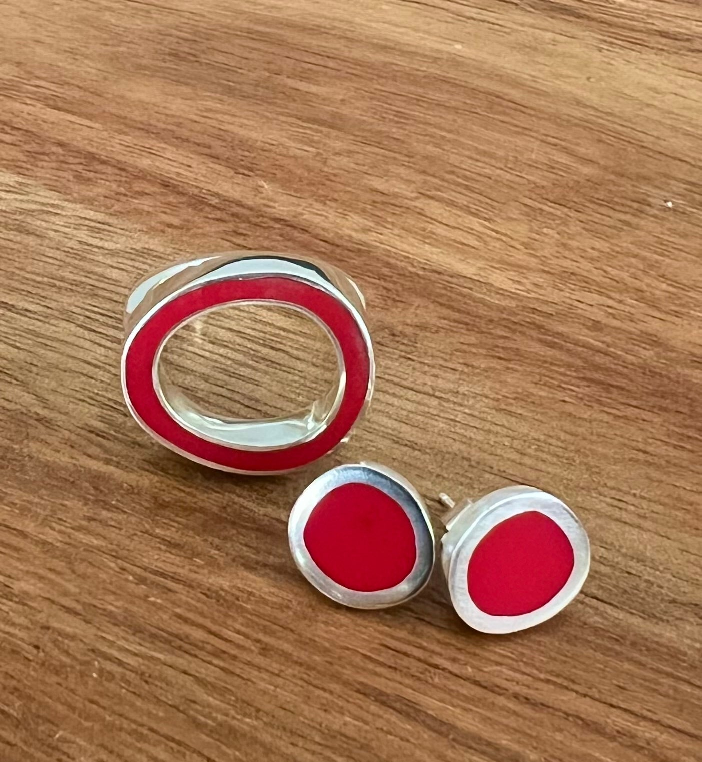 Christine Battocchio Silver and  Resin O design Ring