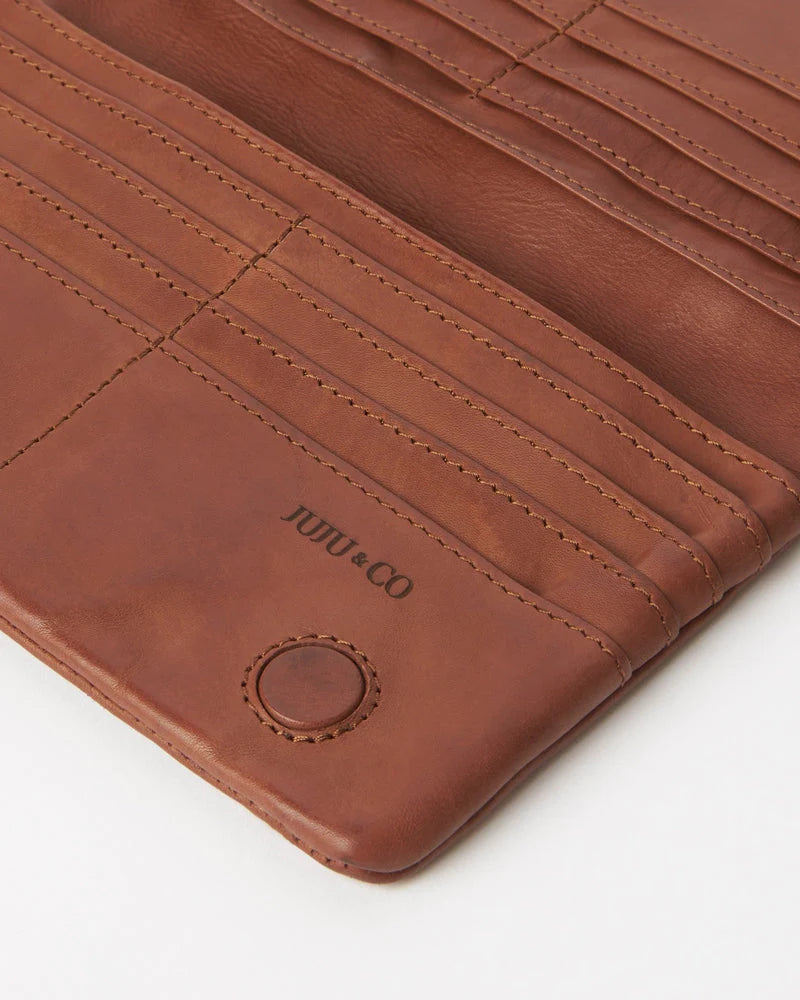 JUJU & Co Leather Large Capri Wallet - Cognac