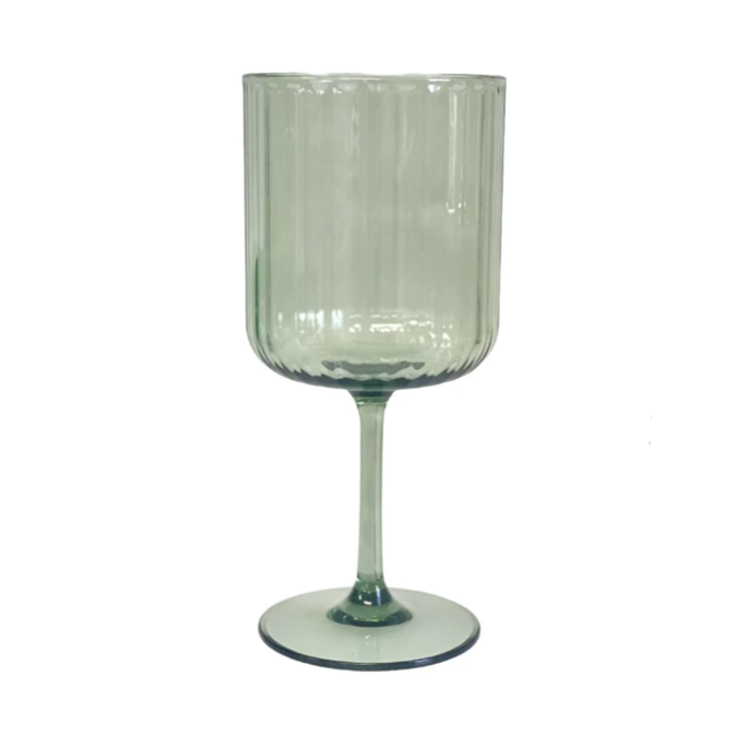 Ribbed Acrylic Wine Glass - Green