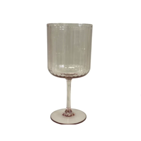 Pink Ribbed Acrylic Wine Glass