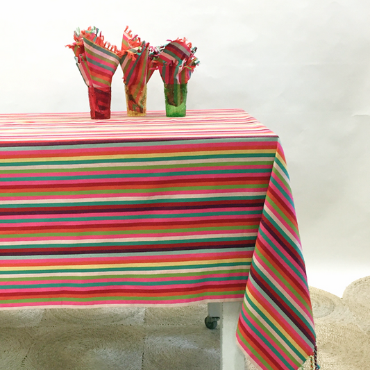 Woven Cotton Striped Tablecloth  - Salsa